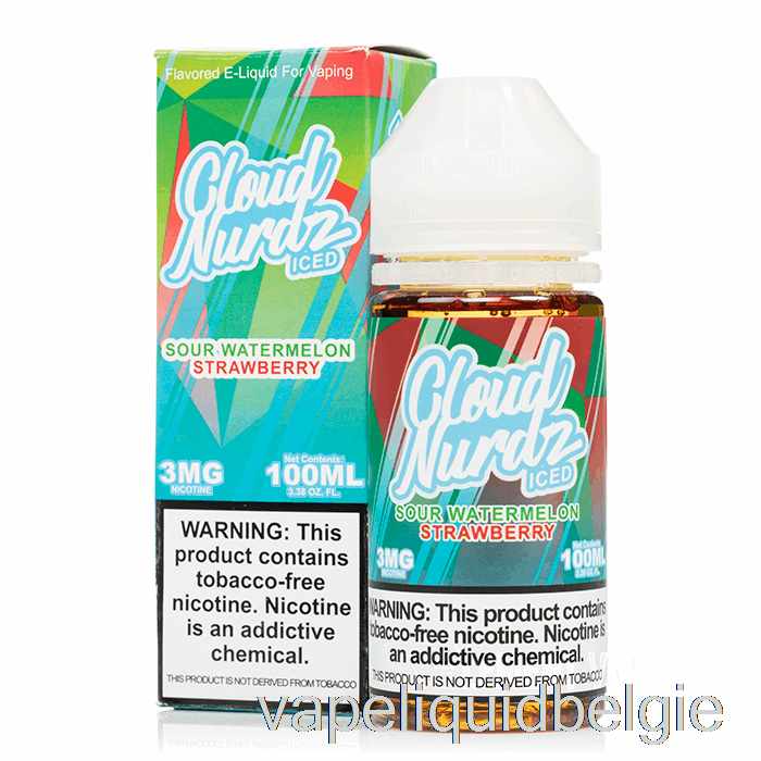 Vape België Ijszure Watermeloen Aardbei - Wolk Nurdz - 100ml 0mg